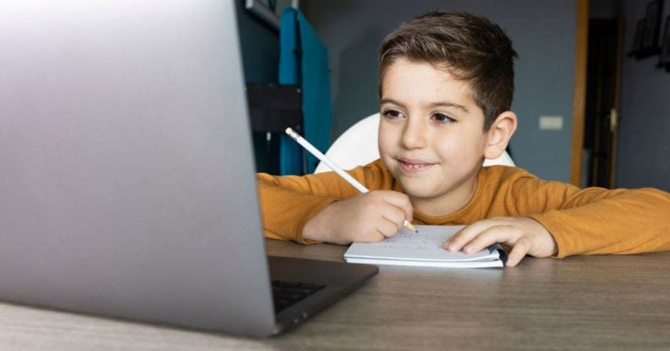 Un niño y una computadora