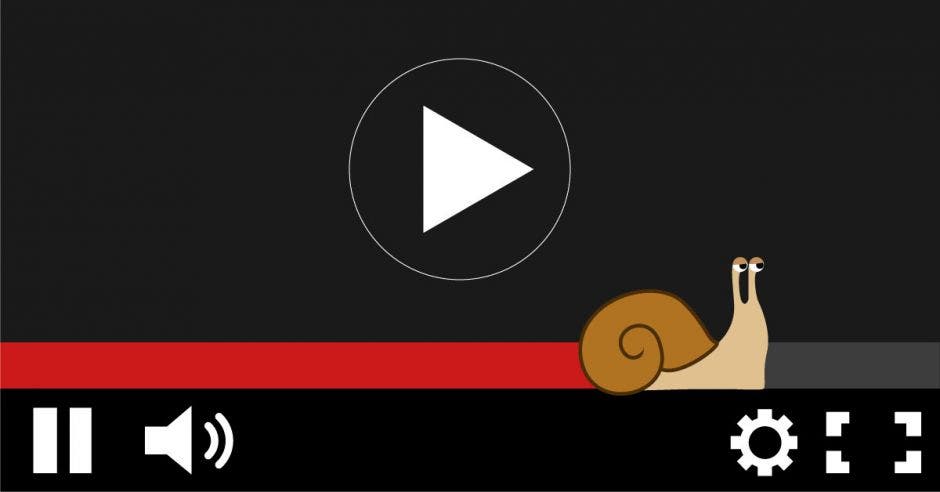 un caracol recorre una barra de carga en la página de YouTube