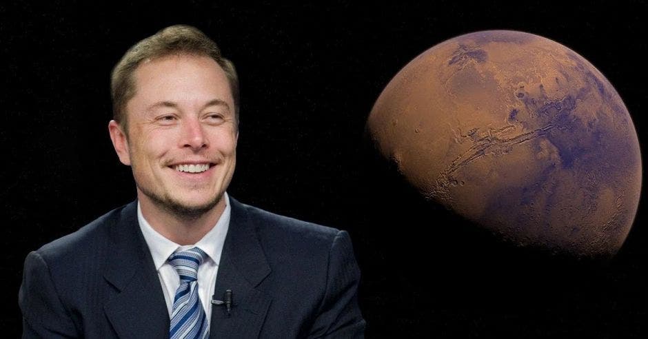 Cara de Elon Musk frente a planeta