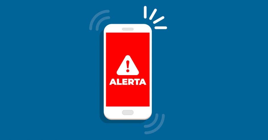 Celular con señal de alerta