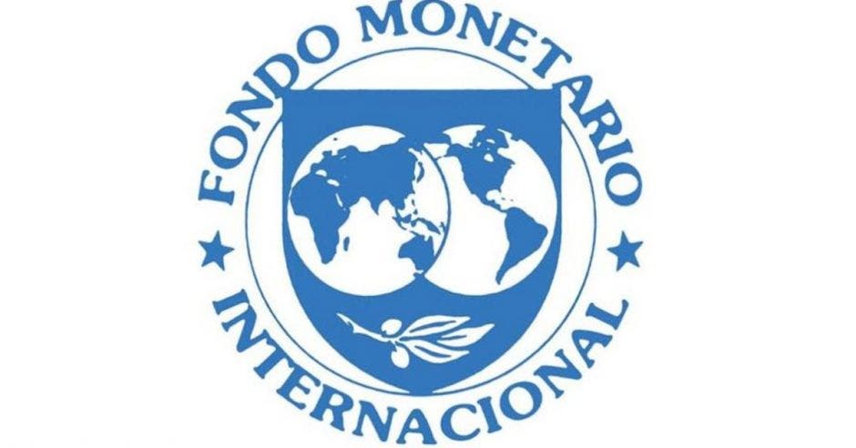 Logo del fondo monetario internacional. dos planetas sobre una pequeña hoja de romero.