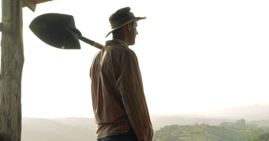 agricultor viendo el amanecer