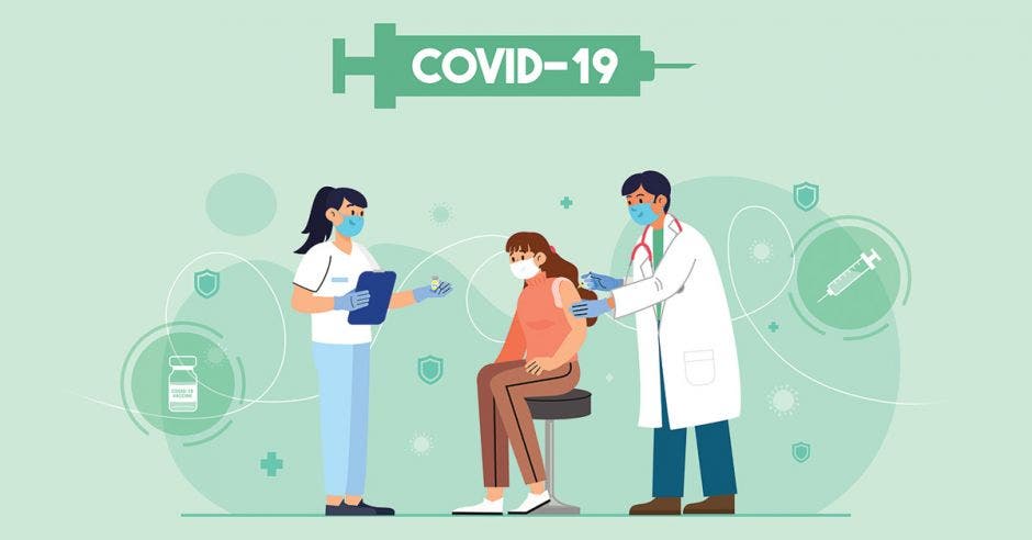 cuerpo médico vacunando contra la Covid-19