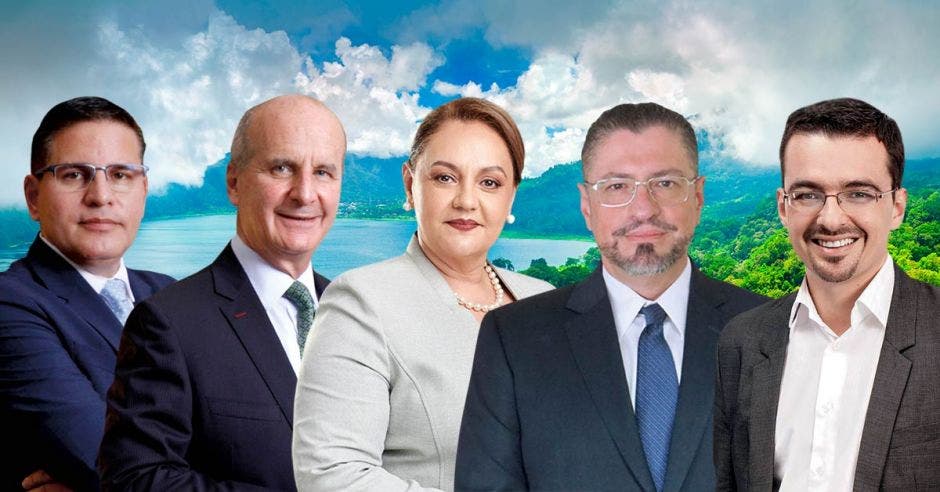 Fabricio Alvarado, José María Figueres, Lineth Saborío, Rodrigo Chaves y José María Villalta son los candidatos favoritos. Archivo/La República.