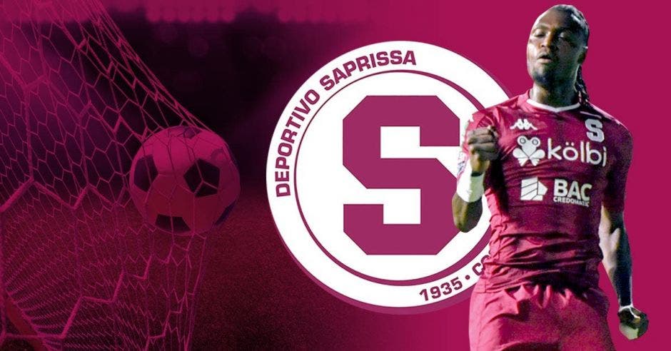 El defensor Aubrey David con el escudo de Saprissa de fondo