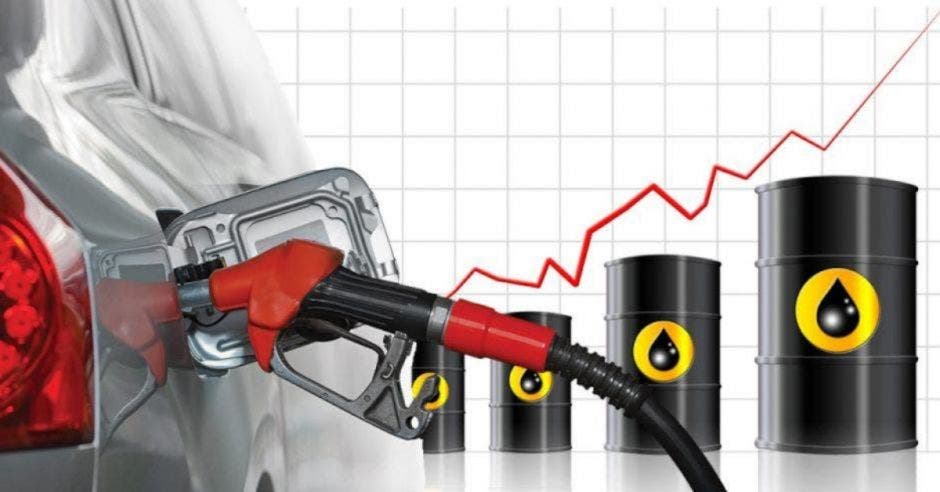 barriles de combustible y gráfica de aumento