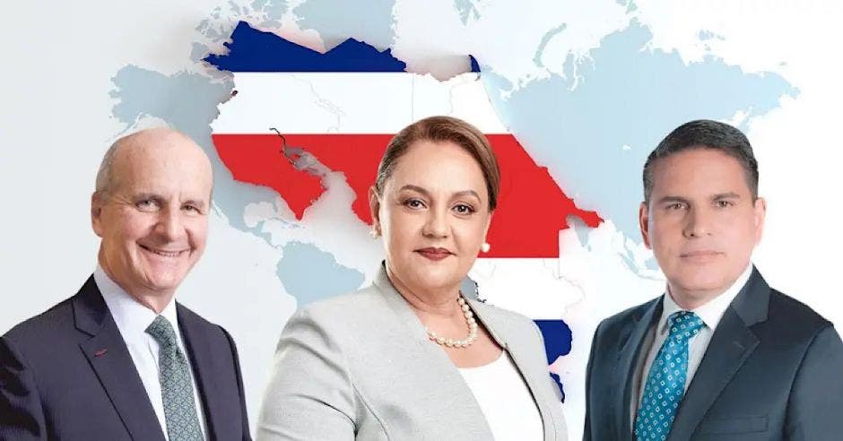 José María Figueres, Lineth Saborío y Fabricio Alvarado son los candidatos con más posibilidades de pasar a la segunda ronda. Archivo/La República