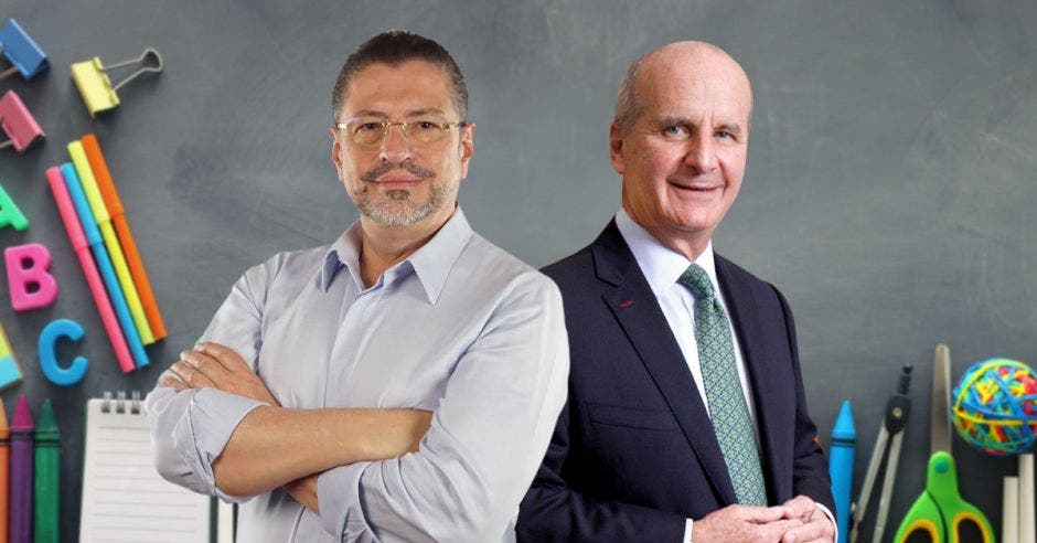 Los candidatos Rodrigo Chaves de Progreso Social y José María Figueres del PLN, tienen planes concretos para superar el problema de la educación pública. Archivo-Shutterstock/La República.