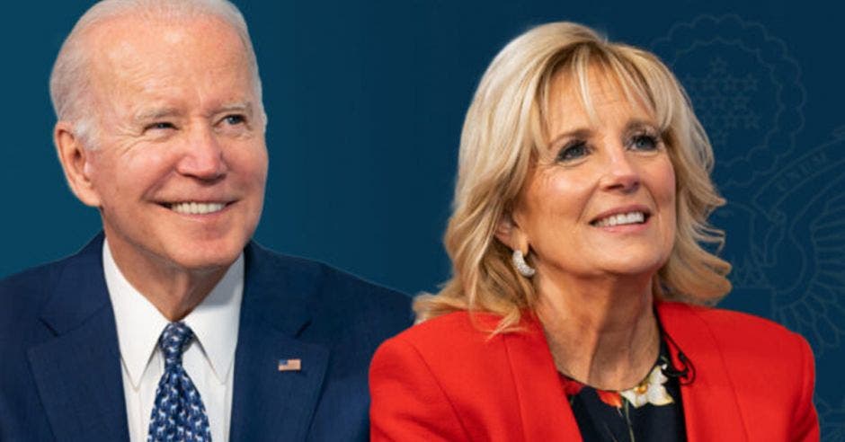 Jill Biden, primera Dama de Estados Unidos, junto al mandatario Joe Biden. Cortesía/La República.