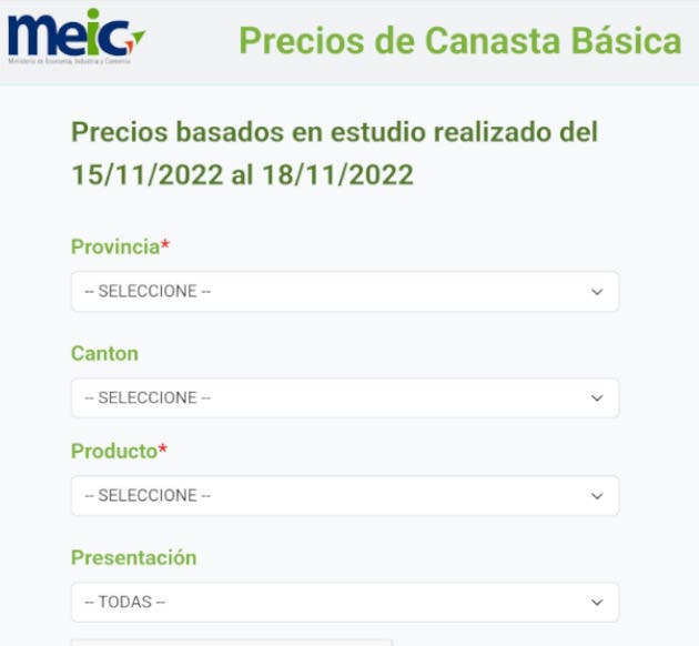 canasta básica aplicación comparación precios ministerio economía industria comercio instituto costarricense electricidad evitar especulación competencia