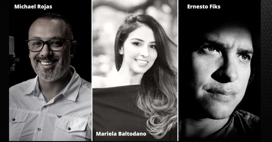 Mariela Baltodano, Michael Rojas y Ernesto Fiks