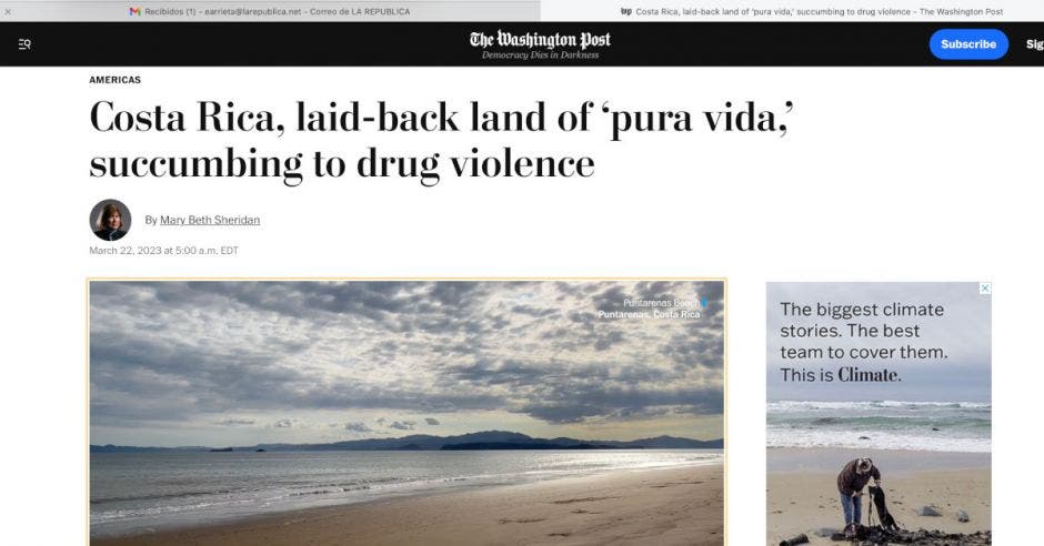 El medio hace referencia a la problemática de las drogas en Puntarenas. Cortesía/La República.