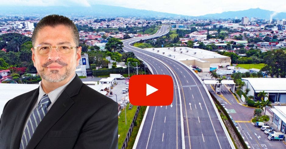 Rodrigo Cháves celebró la obra. El viaducto de 2 kilómetros es la parte más importante del proyecto. Cortesía/La República.