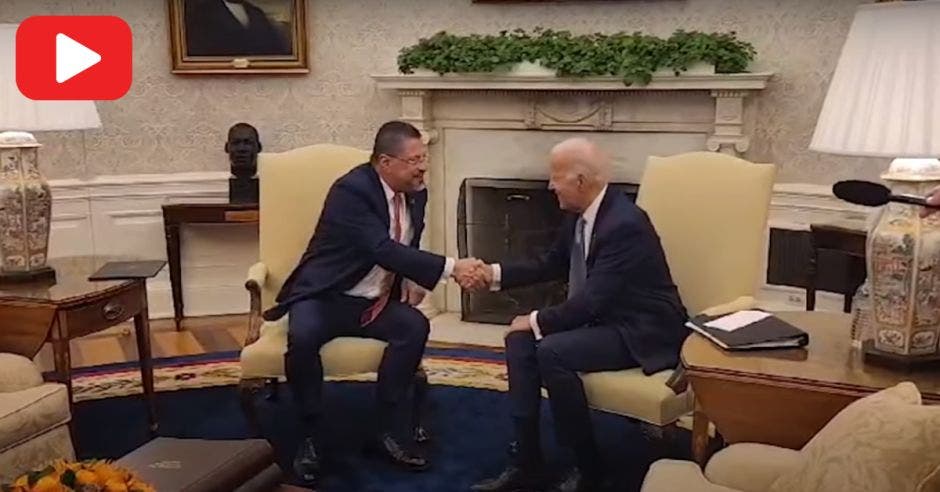 Rodrigo Chaves y su homólogo Joe Biden se reunieron hoy. Cortesía/La República