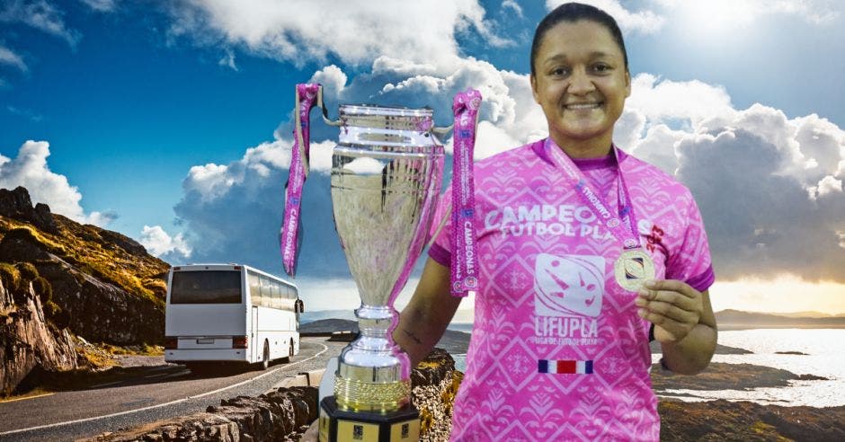 Haidee Grijalba desde atleta campeona nacional de fútbol playa hasta educadora del MEP.Foto cortesía de LIFUPLA.Canva/La República