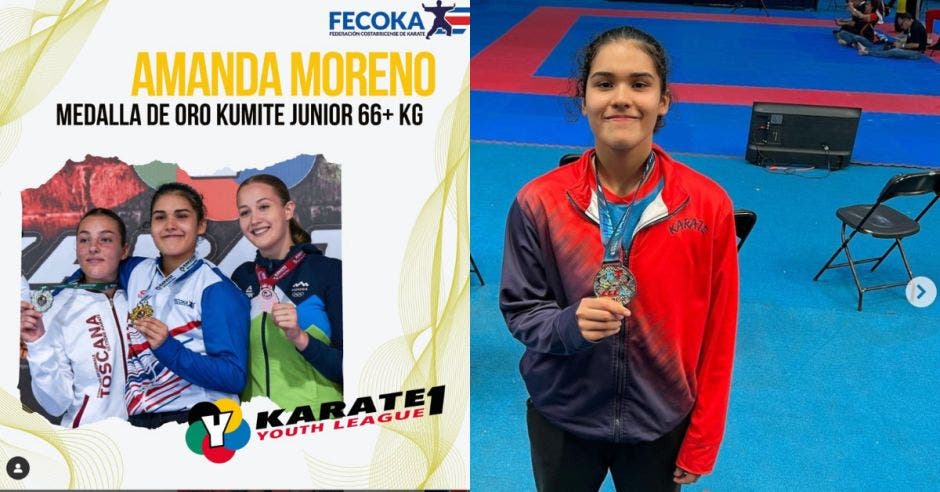 Amanda Moreno inscribió su nombre en el deporte tico y ganó una medalla de oro en la Liga Mundial Juvenil. Cortesía/La República