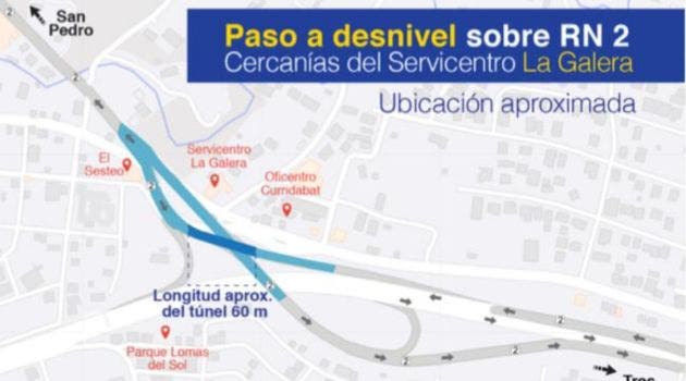 El proyecto en general, cuyo eje central es un paso deprimido de 60 metros se ubica al comienzo de la carretera Florencio del Castillo y beneficiará a unos 44 mil vehículos al día. Cortesía/La República.