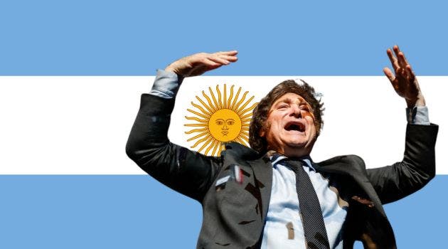 El economista Javier Milei arrasó en el balotaje de las elecciones en Argentina al lograr el 55% de los votos frente a Sergio Massa, que obtuvo el 44%. Canva/La República.