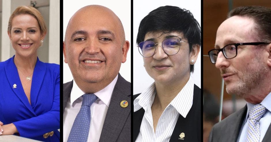 Monserrat Ruiz del PLN, Alejandro Pacheco del PUSC, Rocío Alfaro del Frente y Eli Feinzaig del Liberal Progresista se refirieron al tema. Cortesía/La República.