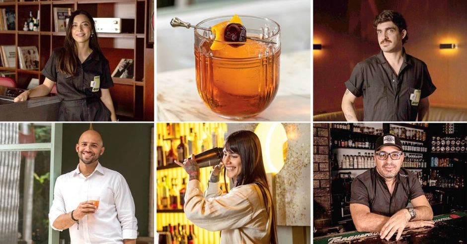 Lissa Barquero, directora creativa, Otro Bar; Fernando Crespo, socio, Isolina; Danny Solano, socio, Caffè Negroni; Valery Pacheco, head bartender, La Cova; Cristián Sánchez, socio, Pocket.
