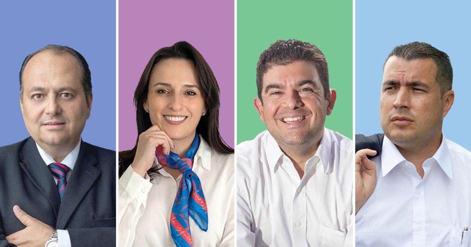Claudio Alpízar de Esperanza Nacional, Natalia Díaz de Unidos Podemos, Álvaro Ramos del PLN y Fernando Zamora de Nueva Generación, dudan de que el chavismo gane en primera ronda. Cortesía/La República.
